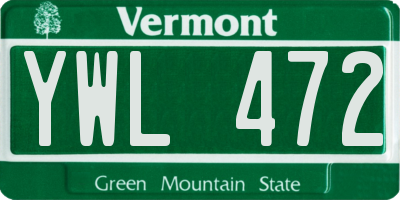 VT license plate YWL472