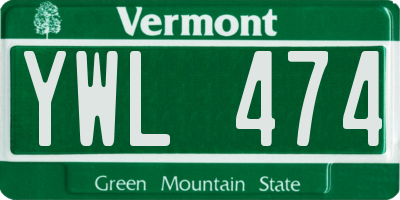 VT license plate YWL474