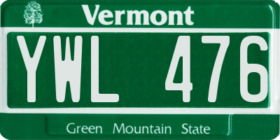 VT license plate YWL476