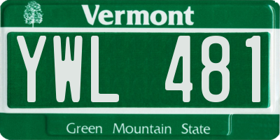 VT license plate YWL481