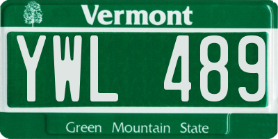 VT license plate YWL489