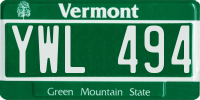 VT license plate YWL494