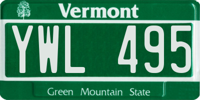 VT license plate YWL495