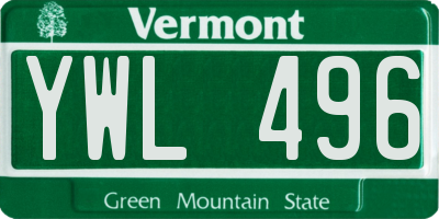 VT license plate YWL496