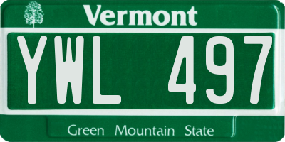 VT license plate YWL497