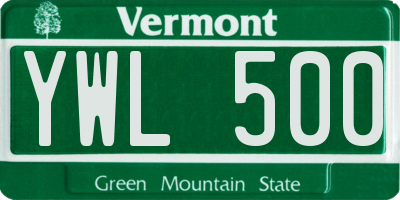 VT license plate YWL500