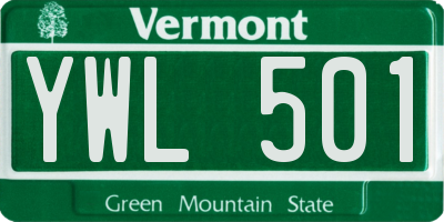 VT license plate YWL501