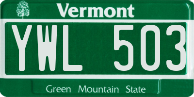 VT license plate YWL503