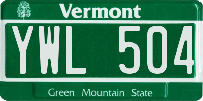 VT license plate YWL504