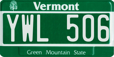 VT license plate YWL506