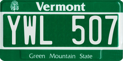 VT license plate YWL507