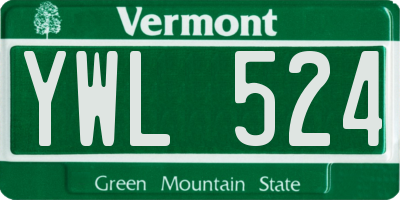 VT license plate YWL524
