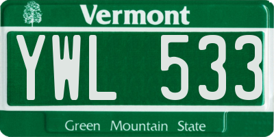 VT license plate YWL533