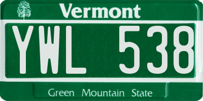 VT license plate YWL538