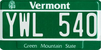 VT license plate YWL540