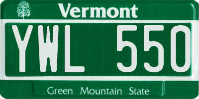 VT license plate YWL550