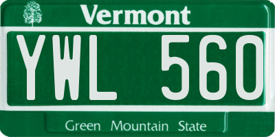VT license plate YWL560