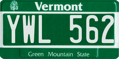 VT license plate YWL562