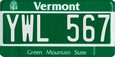VT license plate YWL567