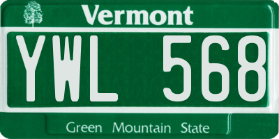 VT license plate YWL568