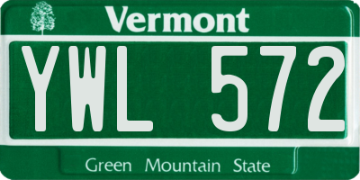 VT license plate YWL572