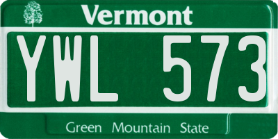VT license plate YWL573