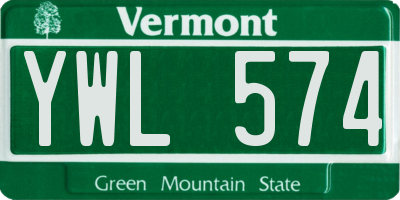 VT license plate YWL574