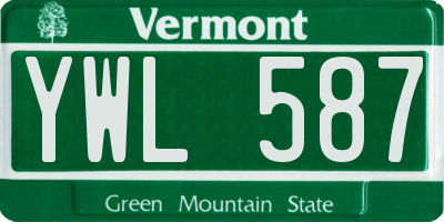 VT license plate YWL587