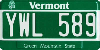 VT license plate YWL589
