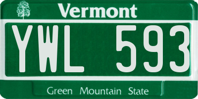 VT license plate YWL593