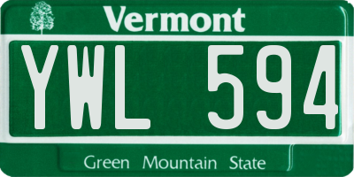 VT license plate YWL594