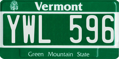 VT license plate YWL596