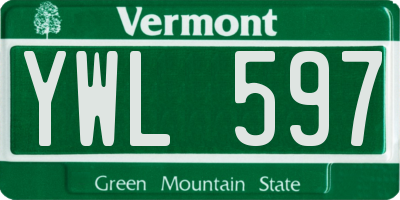 VT license plate YWL597