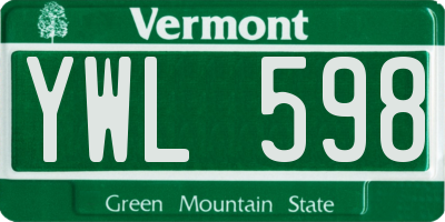 VT license plate YWL598