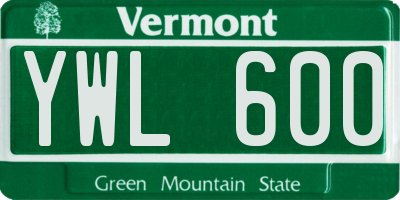 VT license plate YWL600