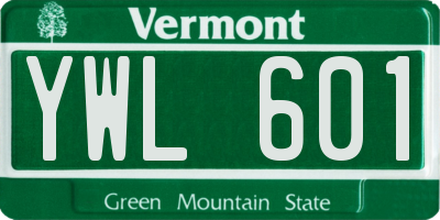 VT license plate YWL601