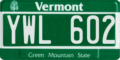VT license plate YWL602