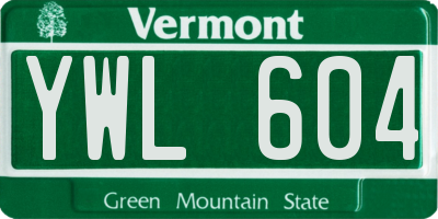 VT license plate YWL604