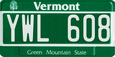 VT license plate YWL608