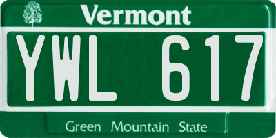 VT license plate YWL617