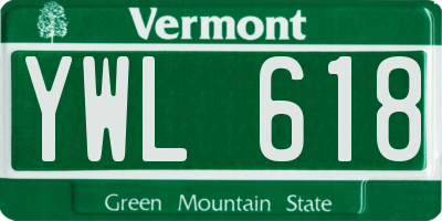VT license plate YWL618
