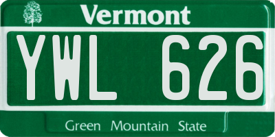 VT license plate YWL626