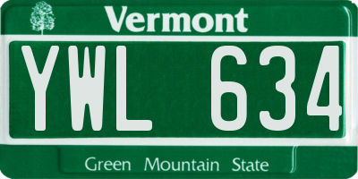 VT license plate YWL634