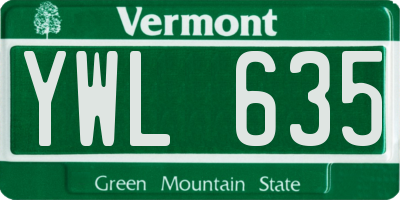 VT license plate YWL635