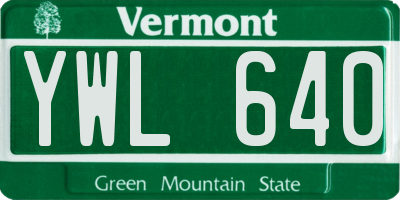 VT license plate YWL640