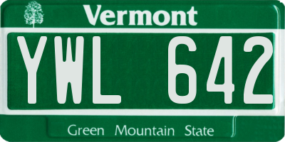 VT license plate YWL642