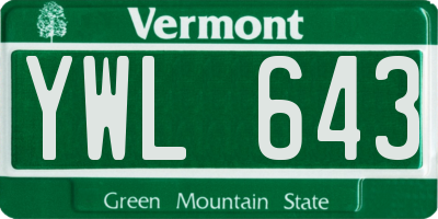 VT license plate YWL643