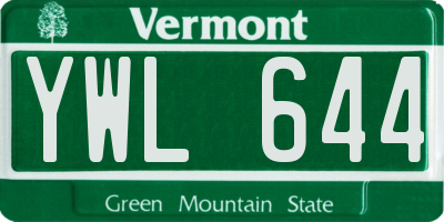 VT license plate YWL644