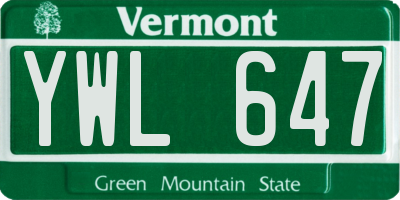 VT license plate YWL647