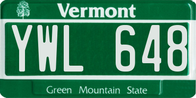 VT license plate YWL648